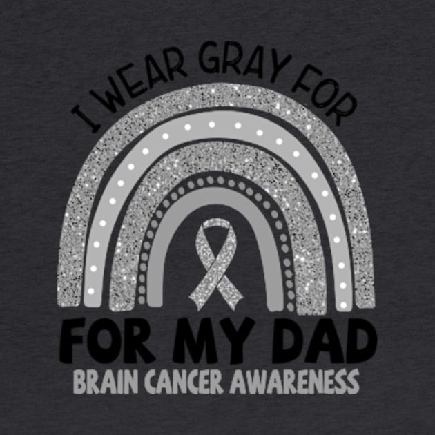 Brain Cancer Awareness, I Wear Gray For My Dad, Gray Ribbon by artbyGreen